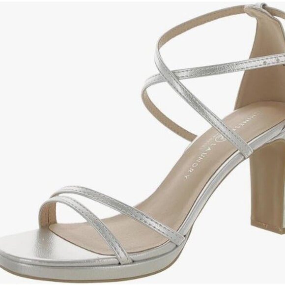 NEW Chinese Laundry Silver Sandals Strappy Heels Ankle Teri Size 8 ½ - Picture 5 of 7